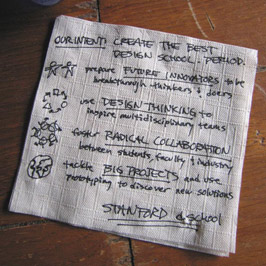 IDEO's manifesto for design written on a paper napkin